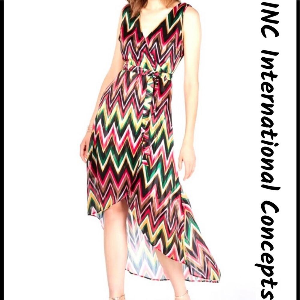 Elegant INC Chevron Rainbow Sleeveless Maxi Dress